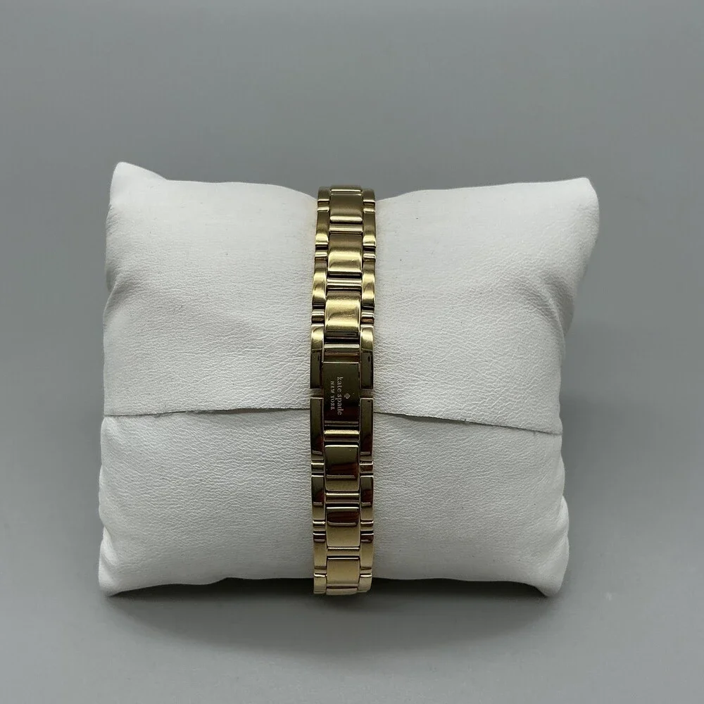 Kate Spade New York Womens Watch 34mm MOP Gold Tone Crystals New Battery 8.5